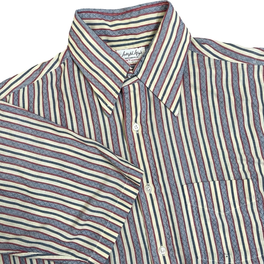 Vintage Gant Joseph Neys Camp Shirt Mens M Striped Dagger Collar 70s Retro